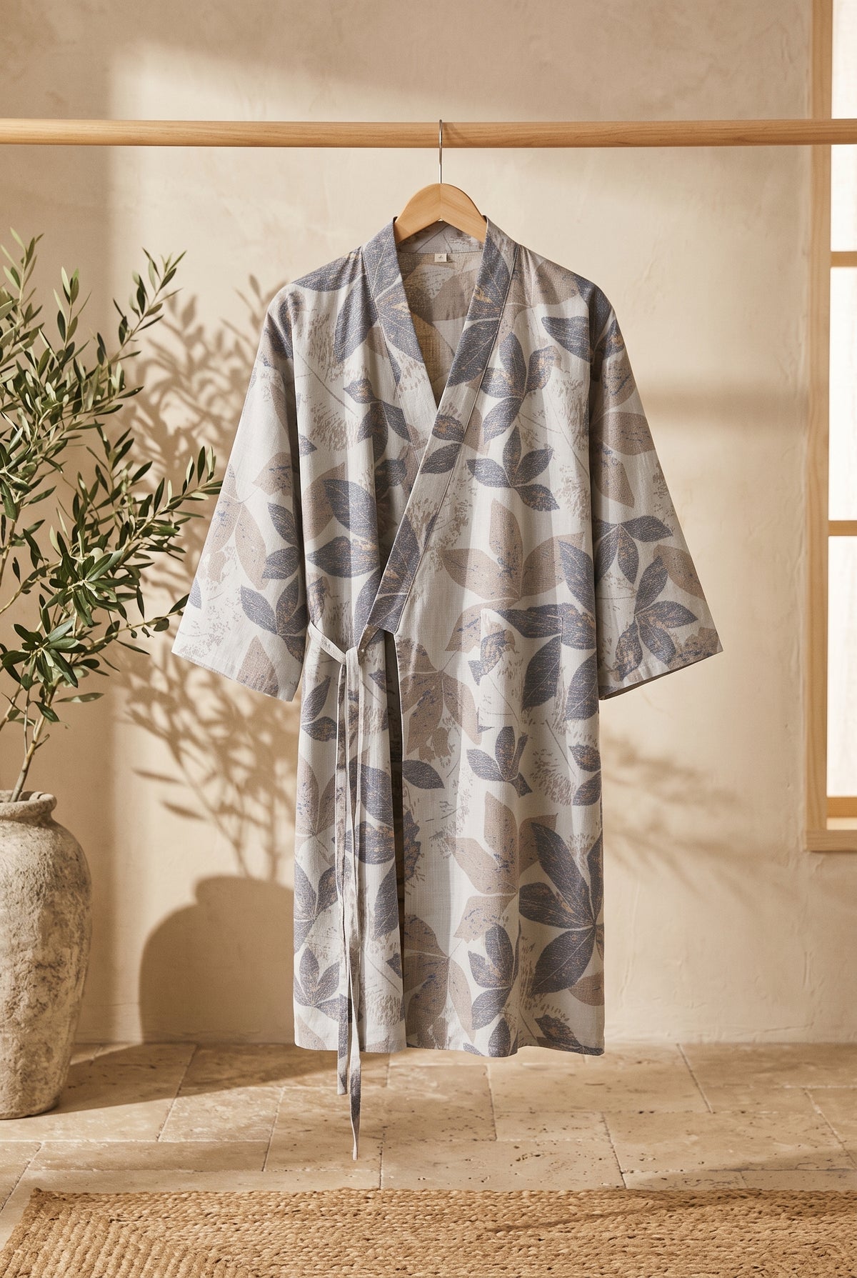 Kimono homme Ryo gris-bleu sur portant